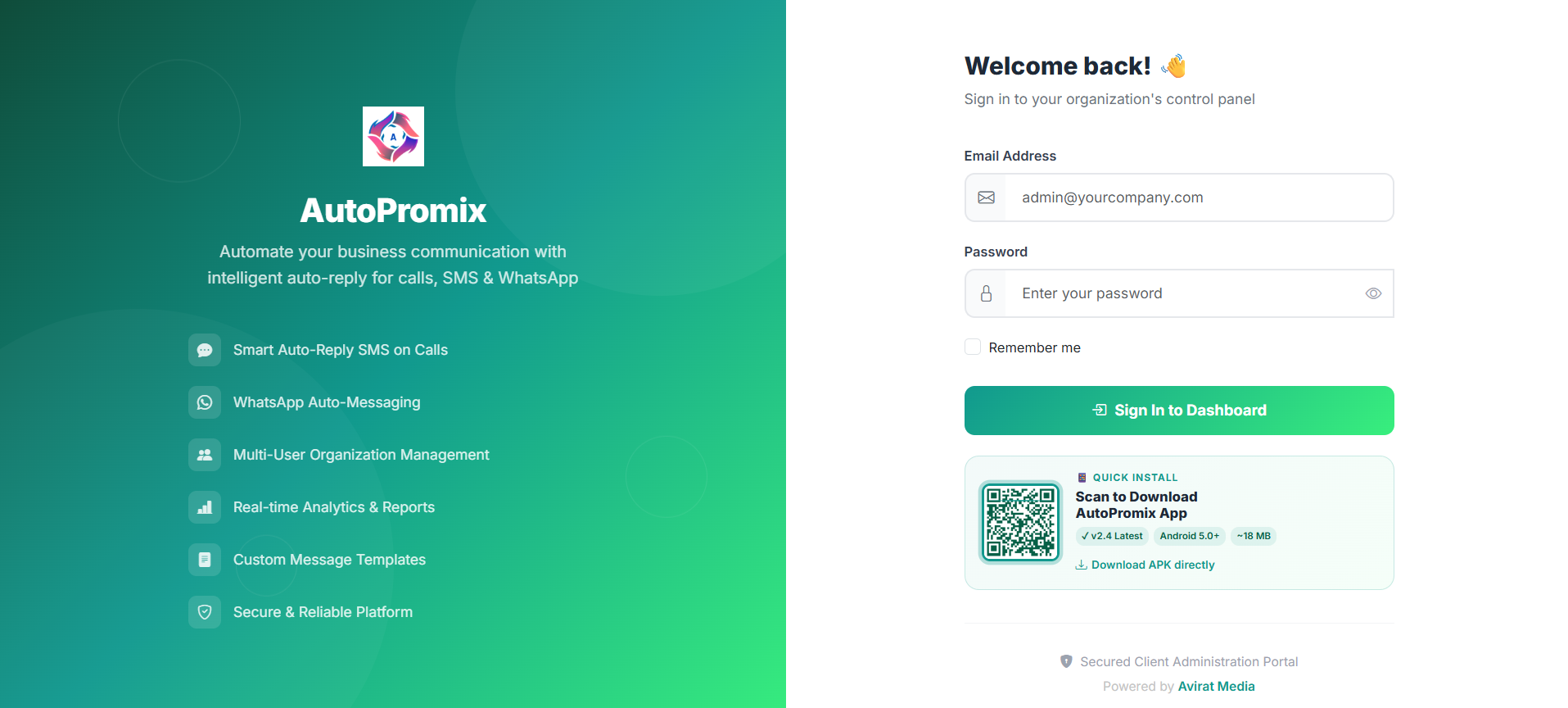 AutoPromix client login